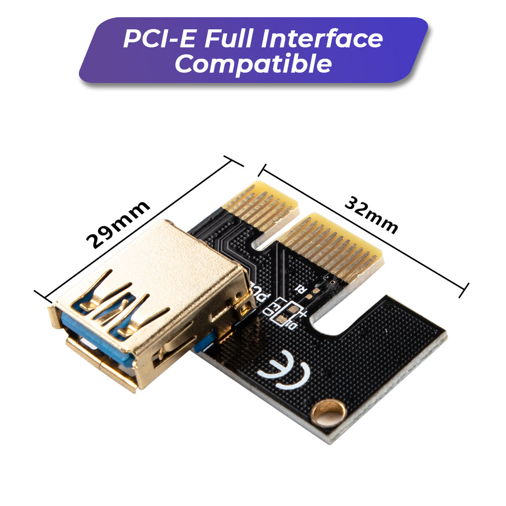 PCIe 1X 16X Riser Extender Kit Aussie Gold 6 60cm USB3 Fixed Buckle Stable Power