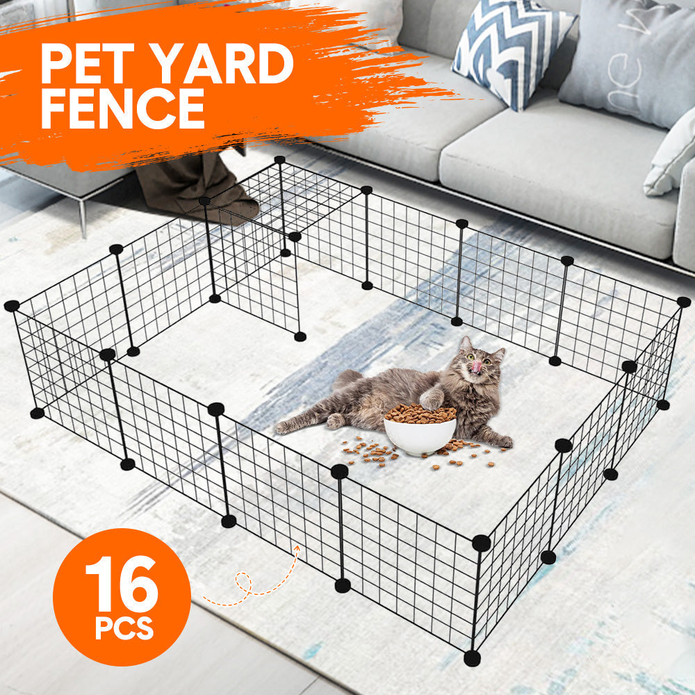 Pet Playpen Foldable Metal Pet Cage Enclosure Puppy Fence 16 Small Turtle Black