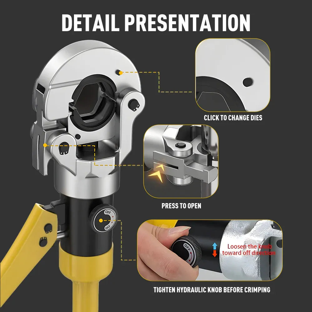 Hydraulic Pipe Crimper Plier Set Tube Plumbing Tool w/ Stainless Steel Pipe