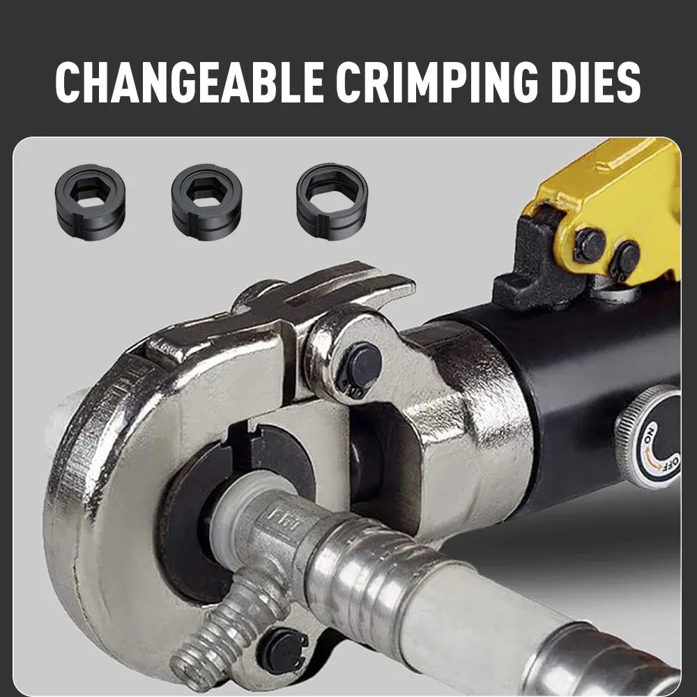 Hydraulic Pipe Crimper Plier Set Tube Plumbing Tool w/ Stainless Steel Pipe