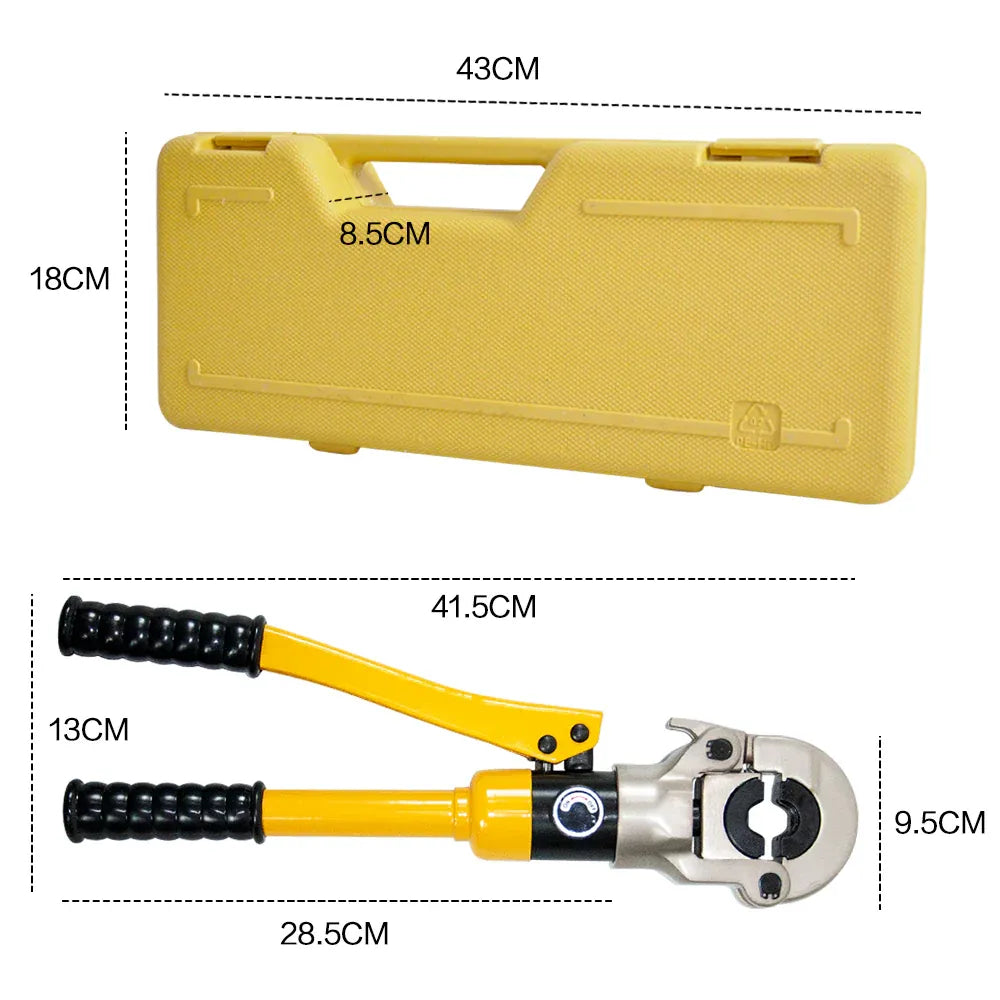Hydraulic Pipe Crimper Plier Set Tube Plumbing Tool w/ Stainless Steel Pipe