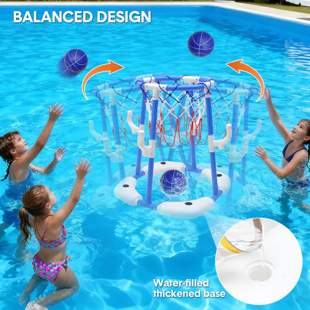 Pool Basketball Hoop Set Floating Swimming Pool Toys Inflatable 4 12 Kids Adults