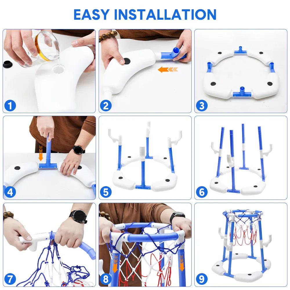 Pool Basketball Hoop Set Floating Swimming Pool Toys Inflatable 4 12 Kids Adults