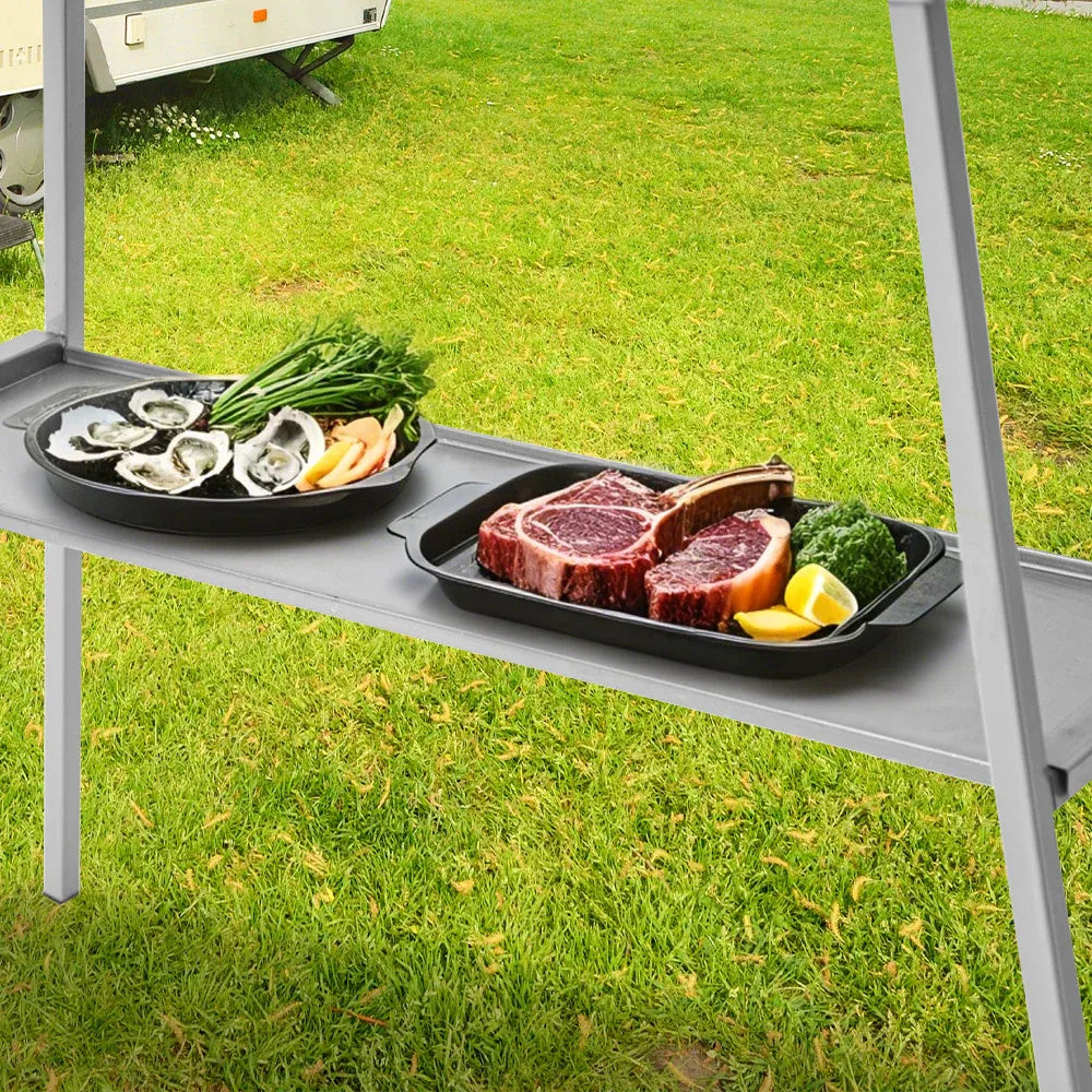 Charcoal Grill Rectangular Folding Grill L100xW18cm Camping Patio Cooking