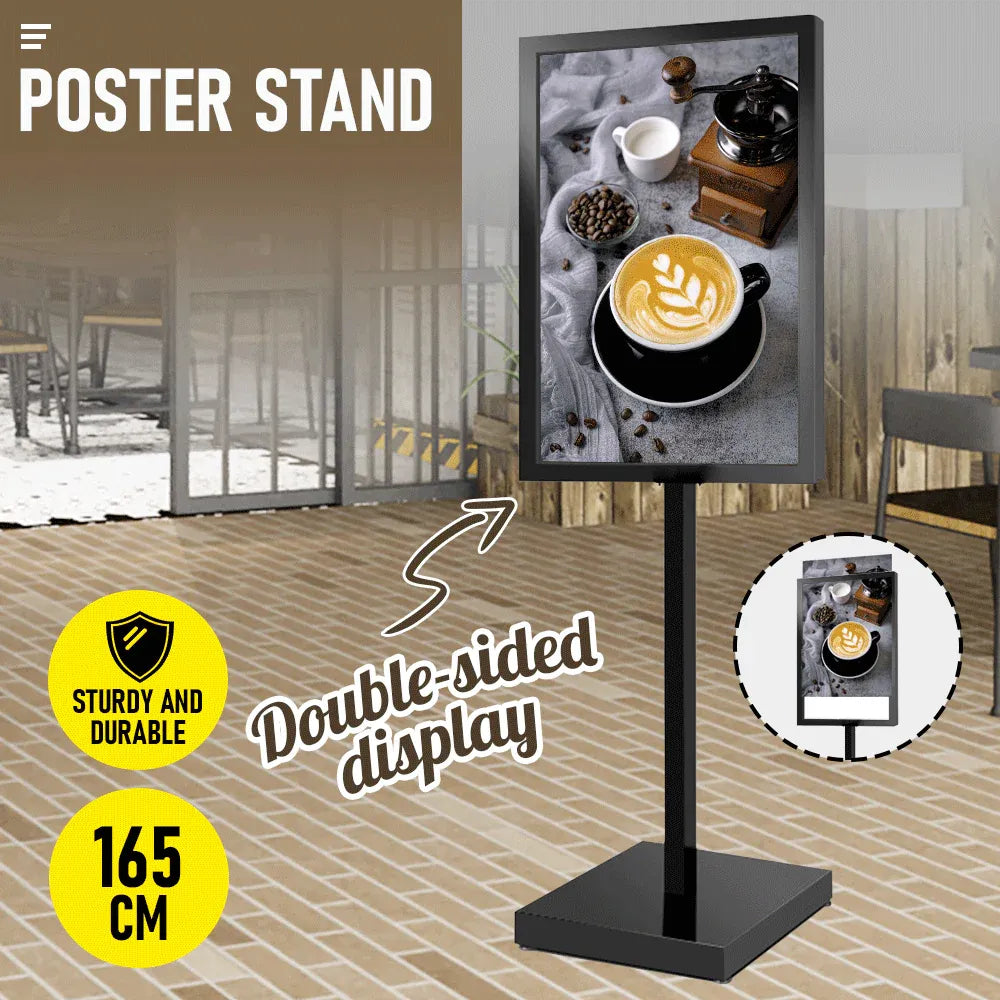 A1 Double Sided Sign Poster Sign Floor Frame Poster Stand Meeting Metal Black