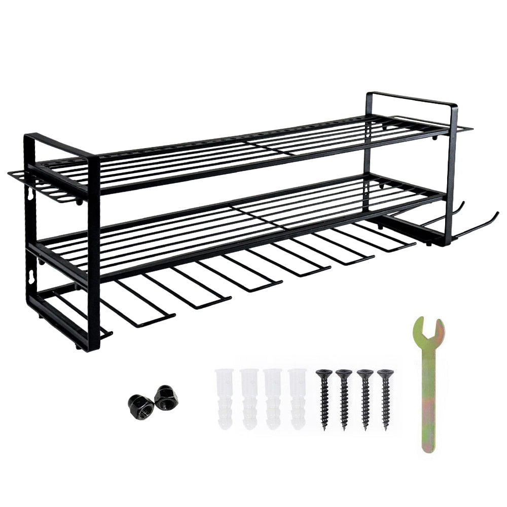 Power Tool Organizer Wall Mount 7 Drill Holder 3 Layer Suitable Workshop Garage
