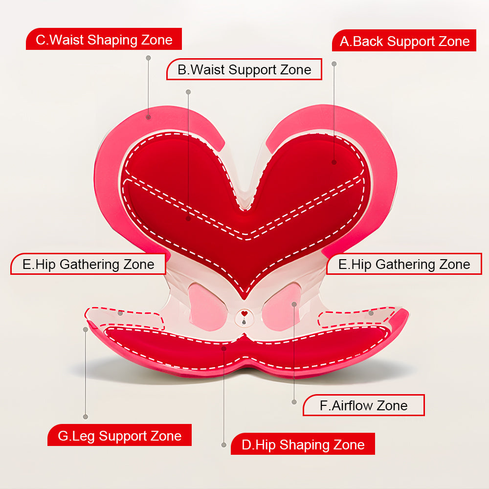 BKT Cushion Portable Ergonomic Lower Back Seat Lumbar 110kg Seat Red Heart
