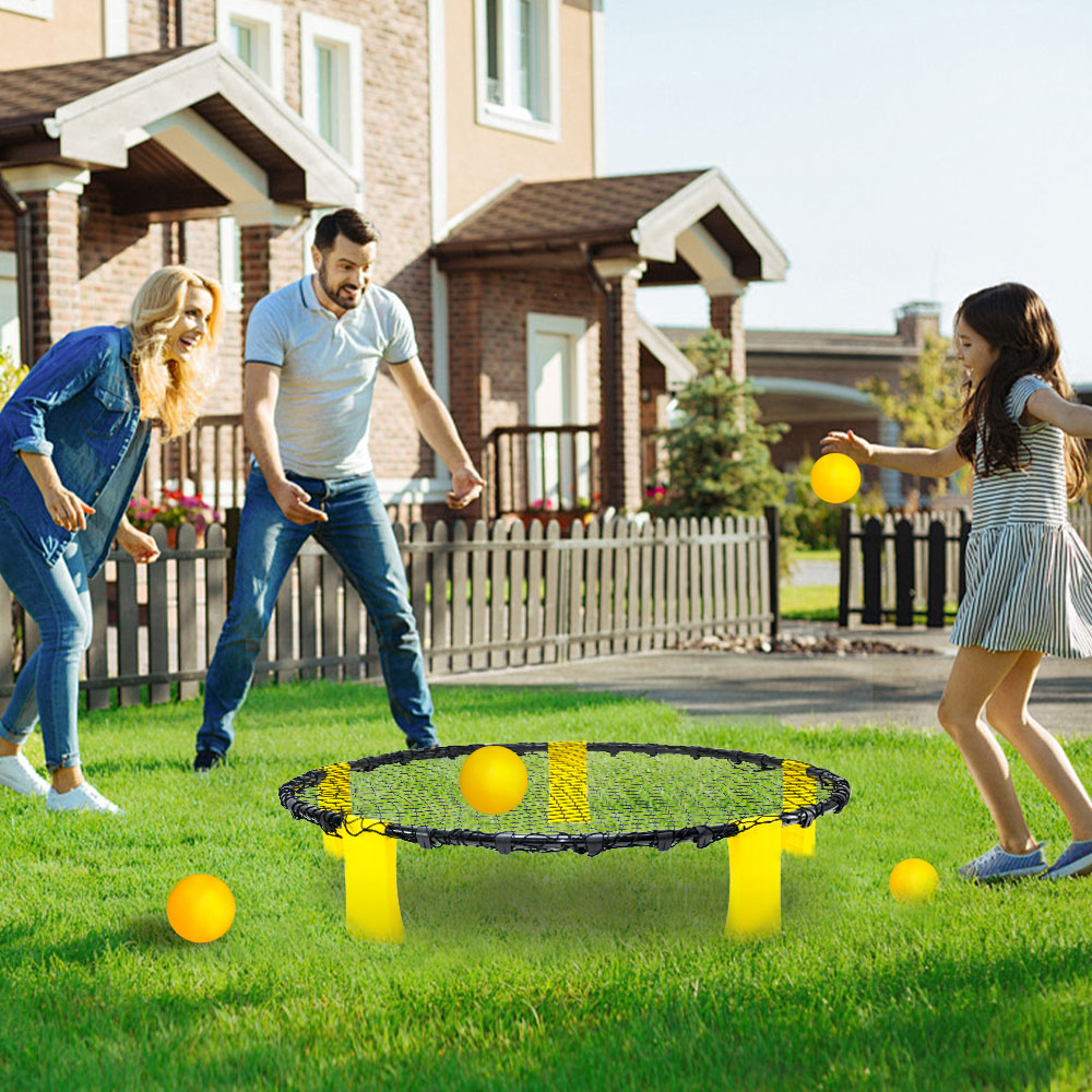 Portable Outdoor Spikeball Roundnet Game Team Beach Game 3 Lawn Beach Tailgating