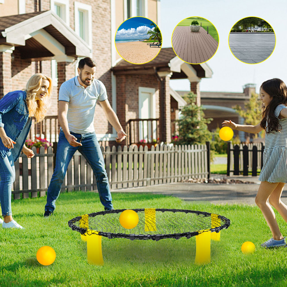 Portable Outdoor Spikeball Roundnet Game Team Beach Game 3 Lawn Beach Tailgating