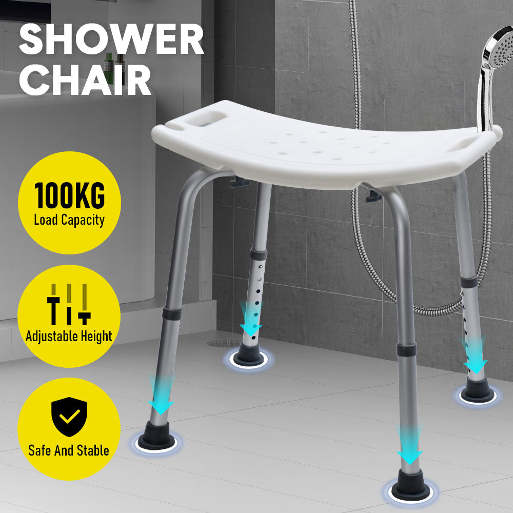 Shower Chair Stable Non Slip Bath Seat Shower Bathroom Max Load 100kg 37-52cm