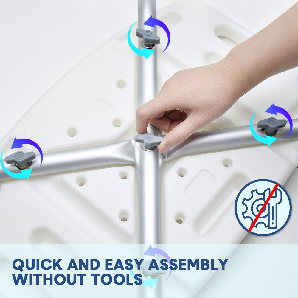 Shower Chair Stable Non Slip Bath Seat Shower Bathroom Max Load 100kg 37-52cm