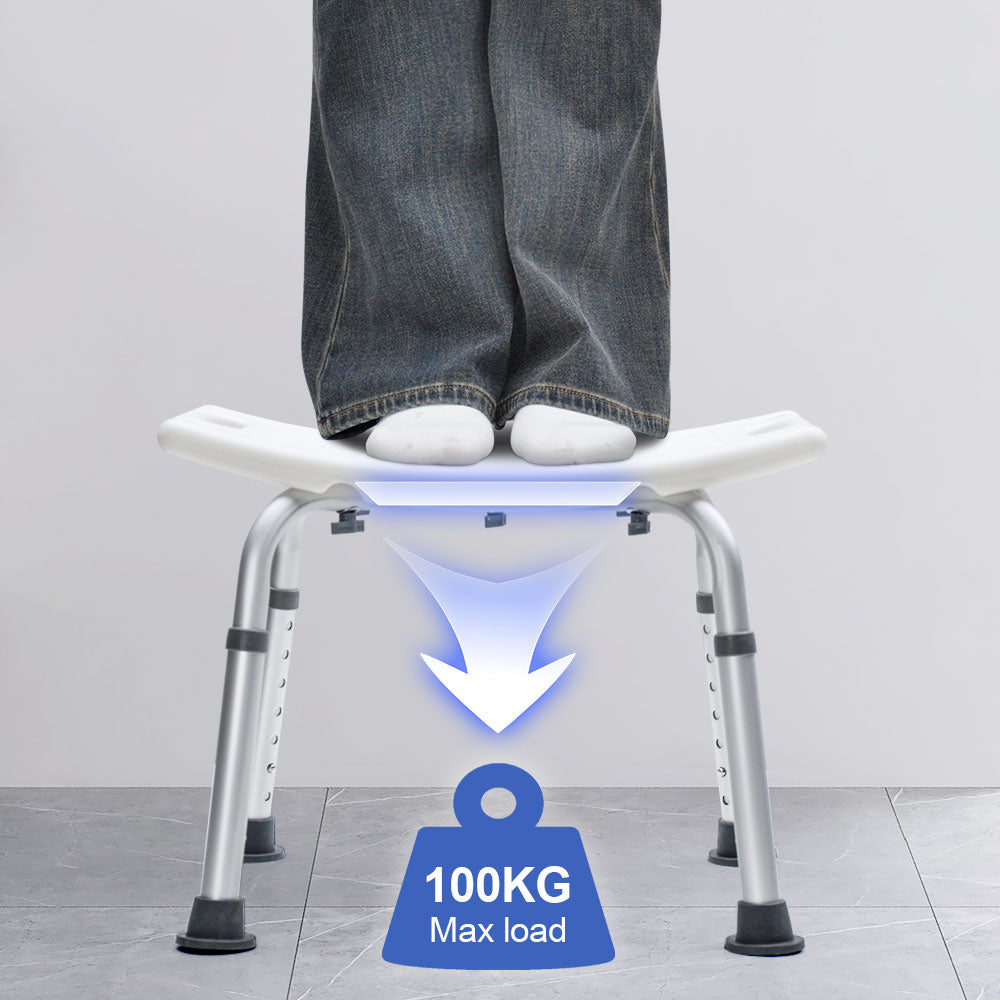 Shower Chair Stable Non Slip Bath Seat Shower Bathroom Max Load 100kg 37-52cm