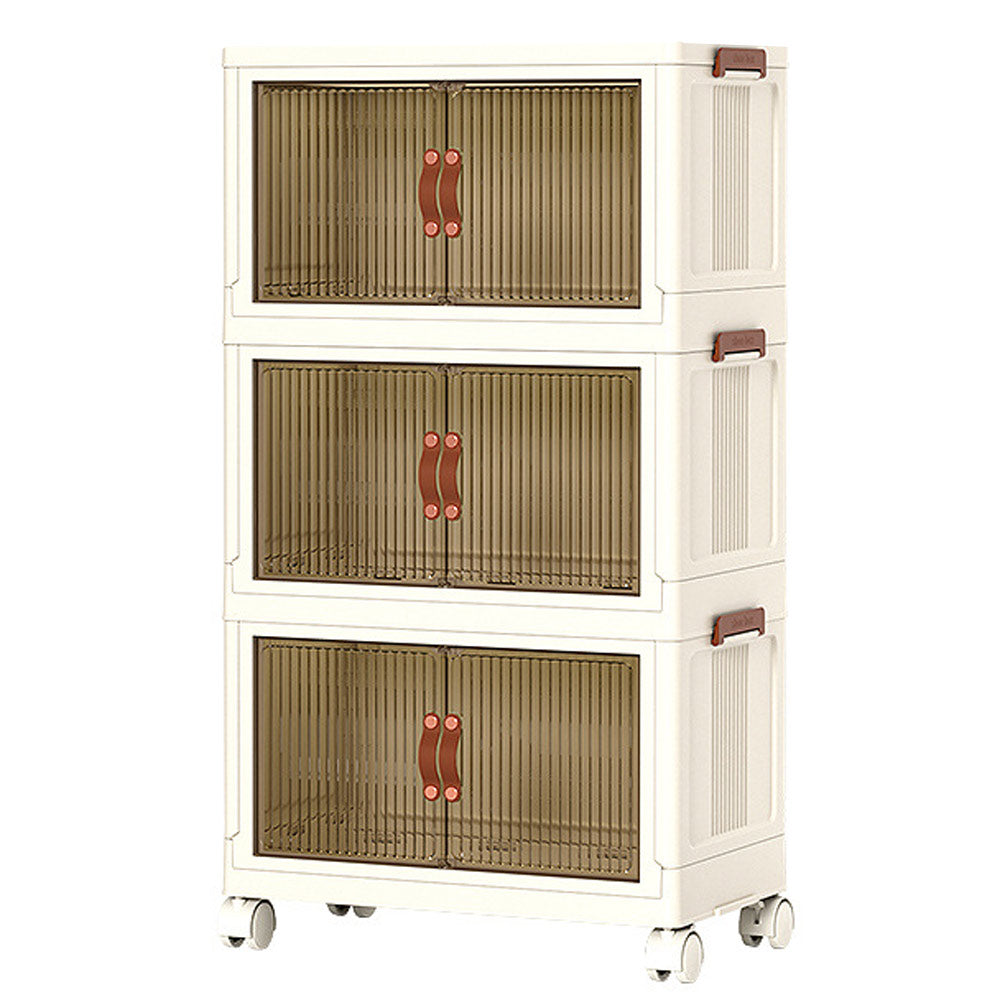 Foldable Storage Cabinet Stackable Bins Household 2 360 Degree Rotatable Wheels