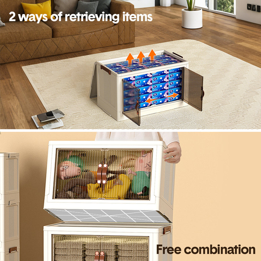 Foldable Storage Cabinet Stackable Bins Household 2 360 Degree Rotatable Wheels