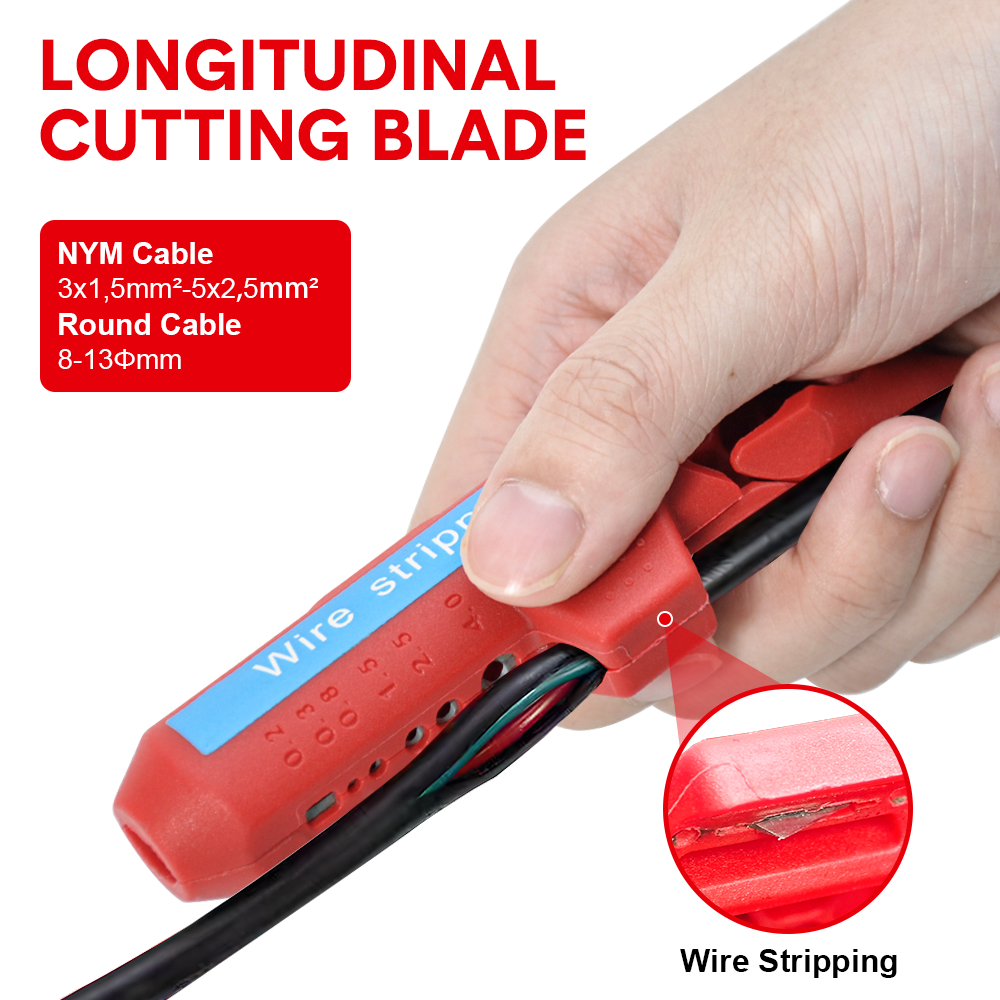 Wire Stripper Ergonomic Curved Handle Cable Stripping 6 Planer Holes Electrical