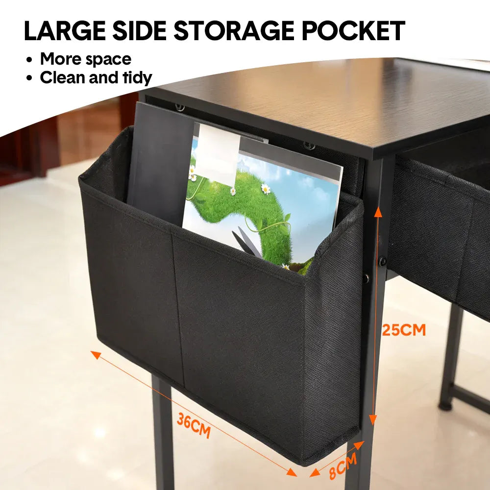80cm Study Desk Home Office Computer Desk 2 Fabric Small Dorm Small Spaces Black