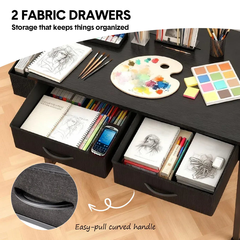 80cm Study Desk Home Office Computer Desk 2 Fabric Small Dorm Small Spaces Black
