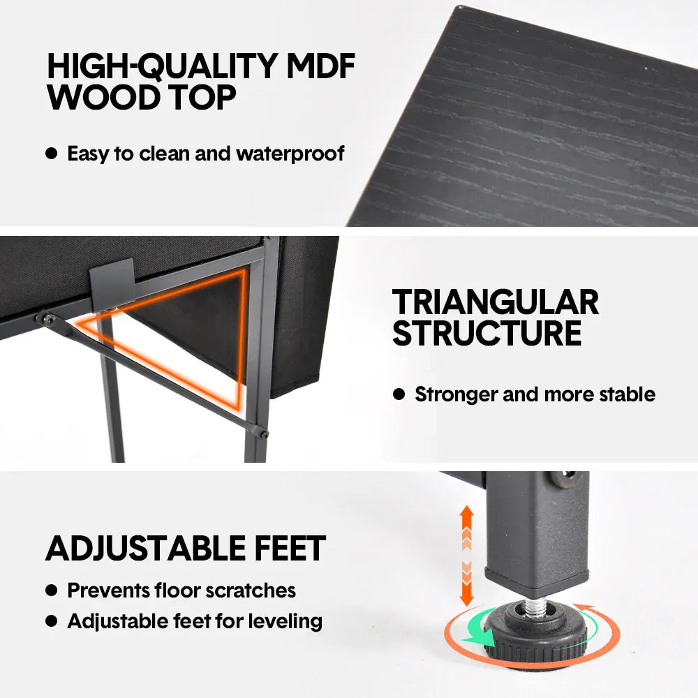 80cm Study Desk Home Office Computer Desk 2 Fabric Small Dorm Small Spaces Black