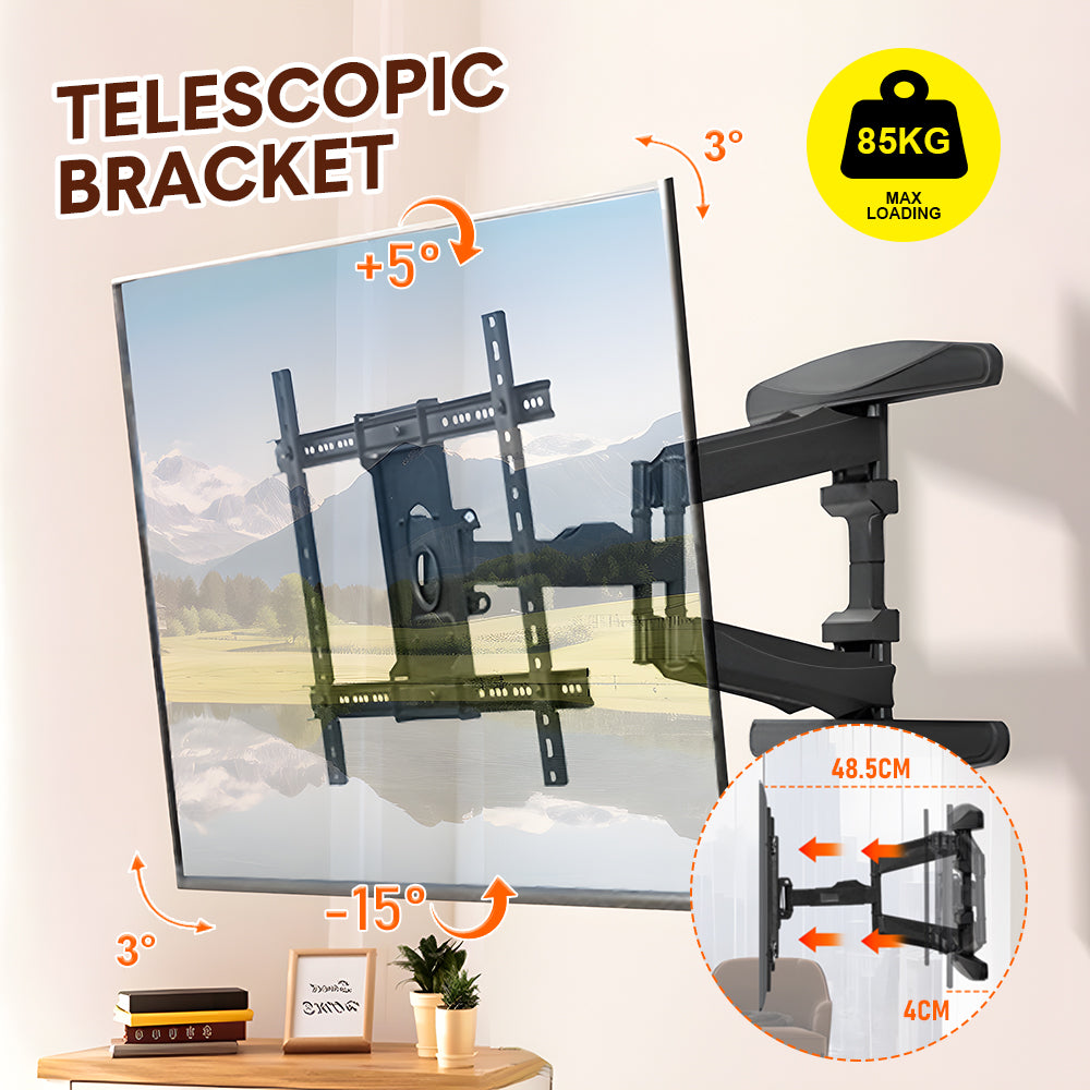 Telescopic Swivel & Tilt TV Monitor 85kg Full 48.5cm Flat TVs 32-80 inch inch