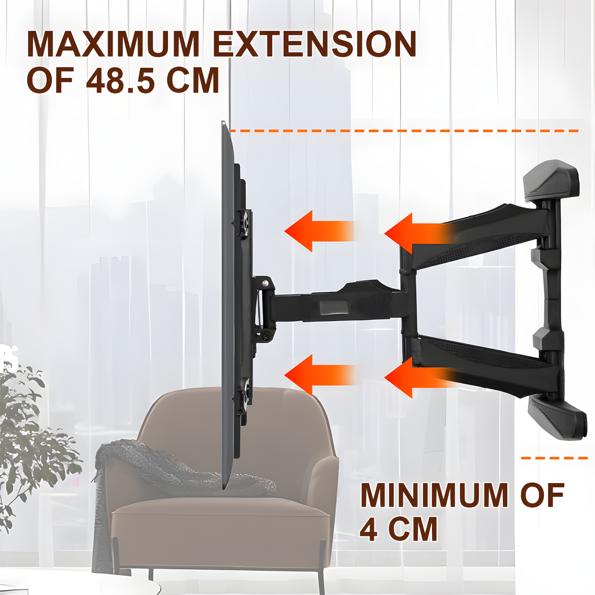 Telescopic Swivel & Tilt TV Monitor 85kg Full 48.5cm Flat TVs 32-80 inch inch