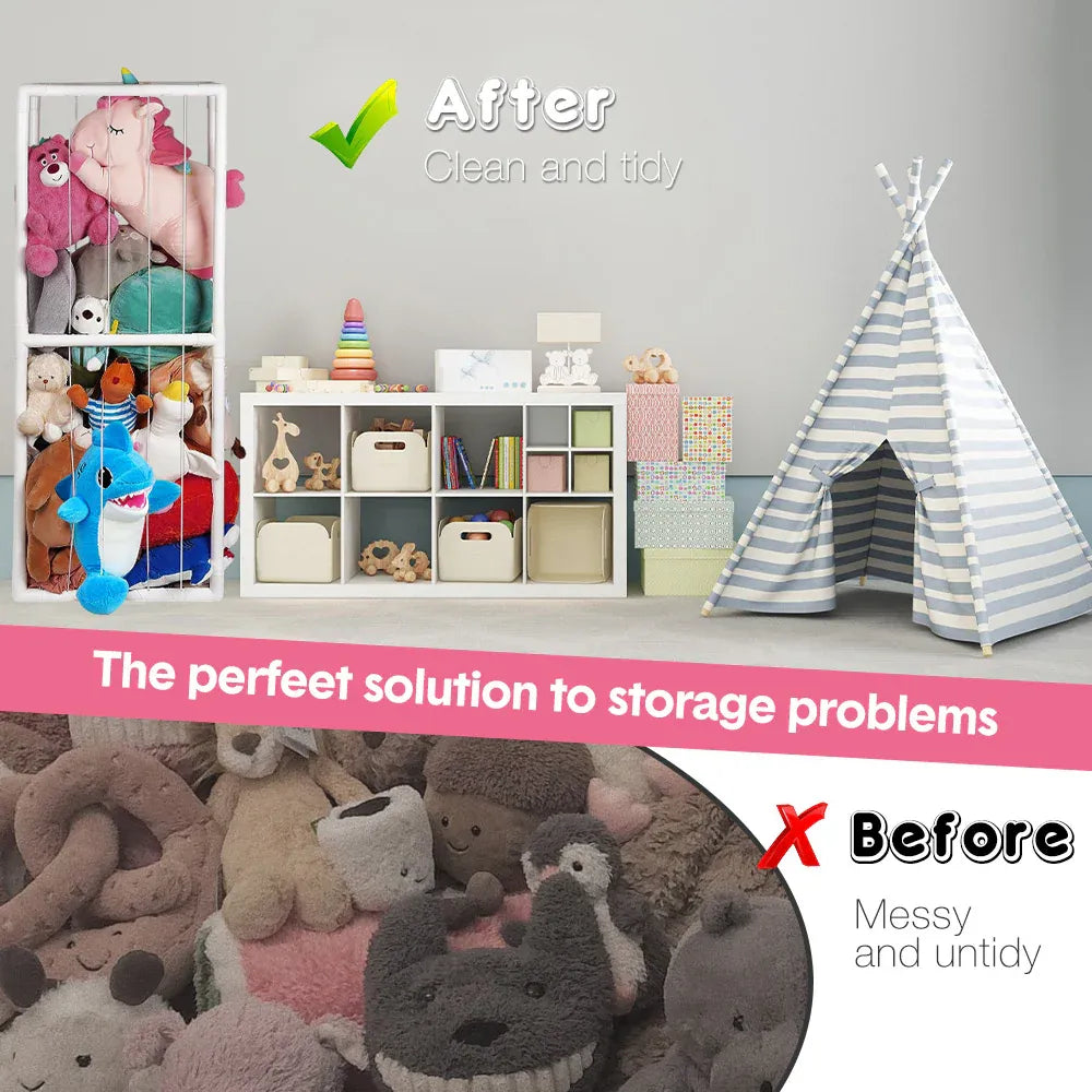 Stuffed Animal Storage Plush Toy Vertical Corner Kids Room Bedroom Organization