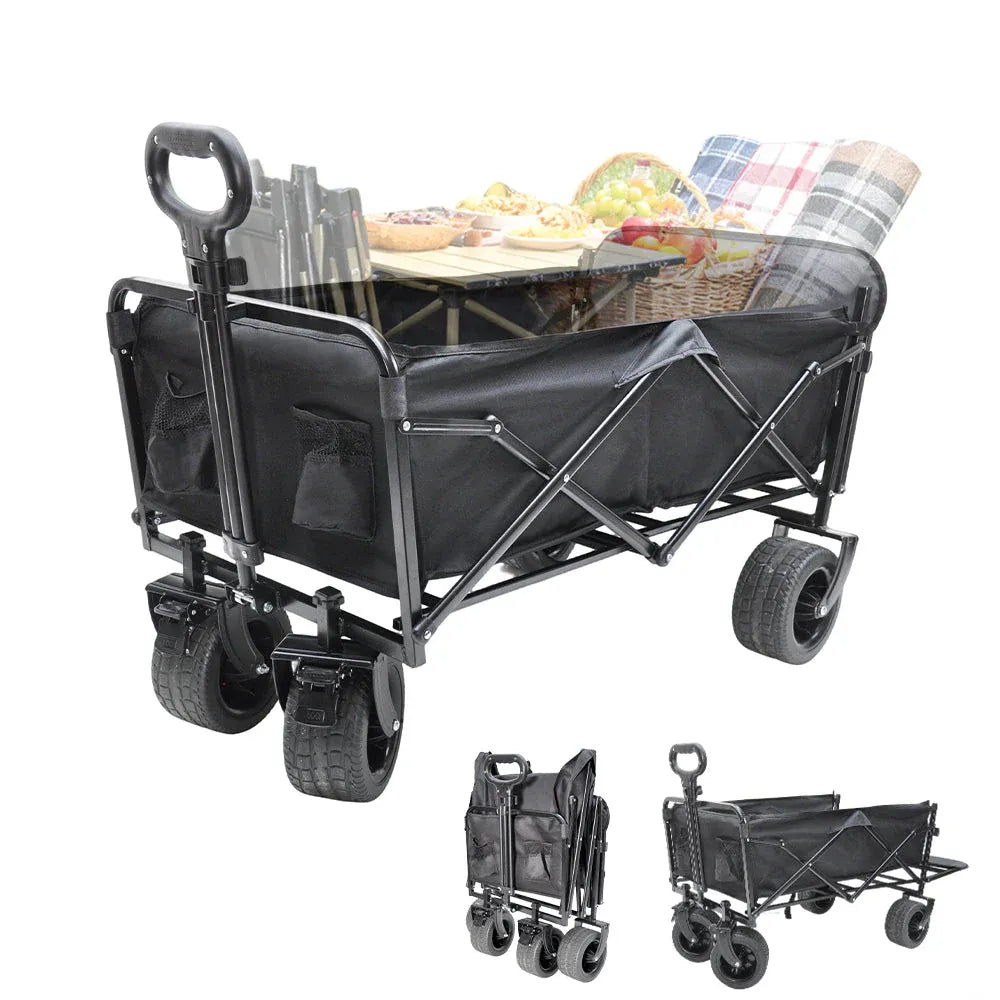 Foldable Camping Wagon 150L Hand Trolley w/ All Terrain Load 200Kg Utility Cart