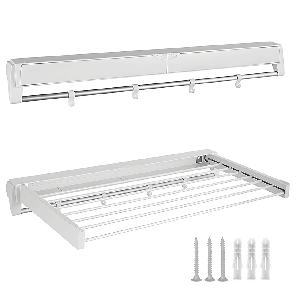 Alston Wall Mounted Drying Rack Clothes Airer Space 12KG Balcony Laundry White