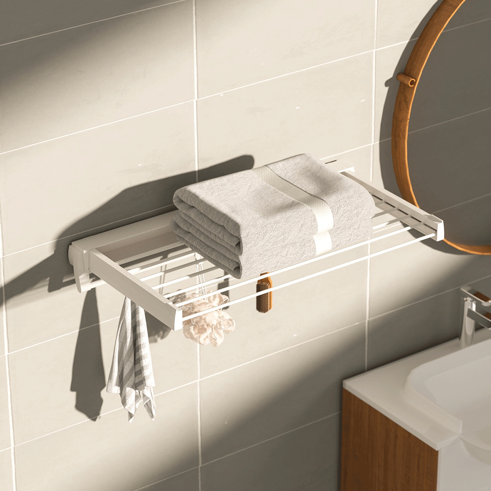 Alston Wall Mounted Drying Rack Clothes Airer Space 12KG Balcony Laundry White