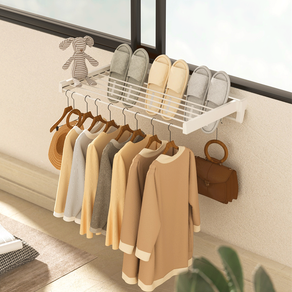 Alston Wall Mounted Drying Rack Clothes Airer Space 12KG Balcony Laundry White