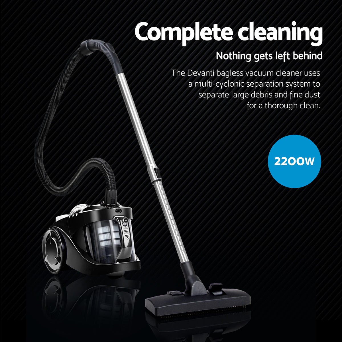 Devanti 2200W Bagless Vacuum Cleaner Black