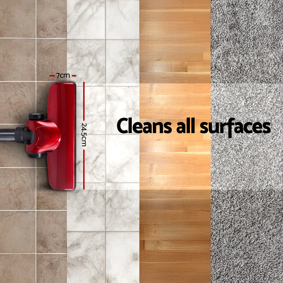 Devanti Stick Vacuum Cleaner Handheld Corded 450W Red