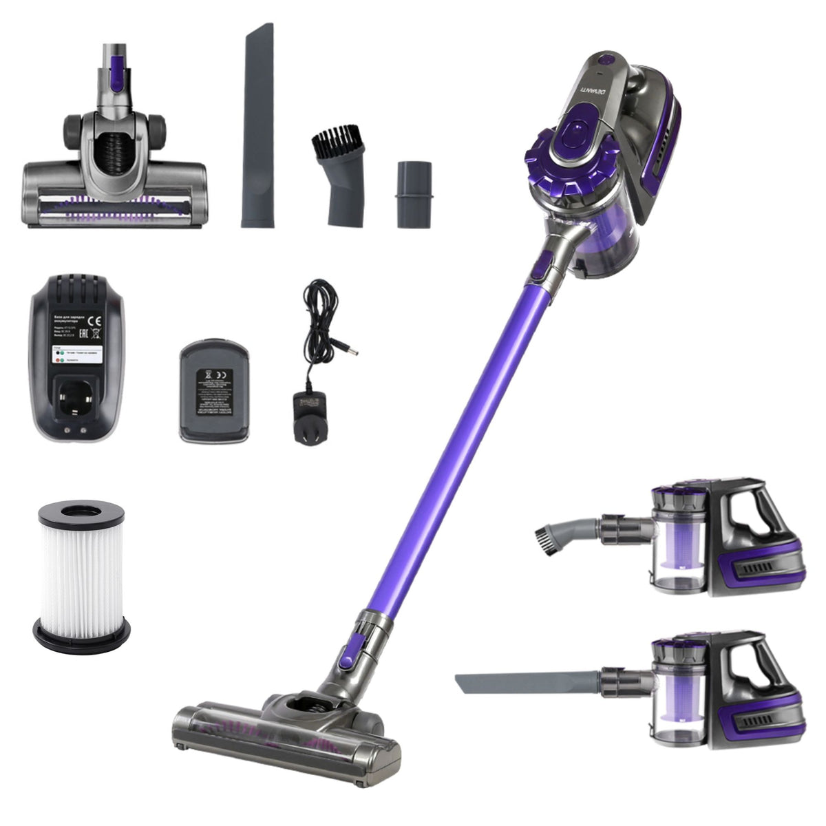 Devanti Stick Vacuum Cleaner Bagless Cordless 150W Purple