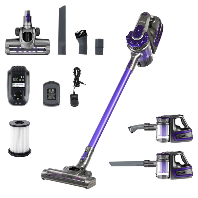 Devanti Stick Vacuum Cleaner Bagless Cordless 150W Purple - Grey/Purple