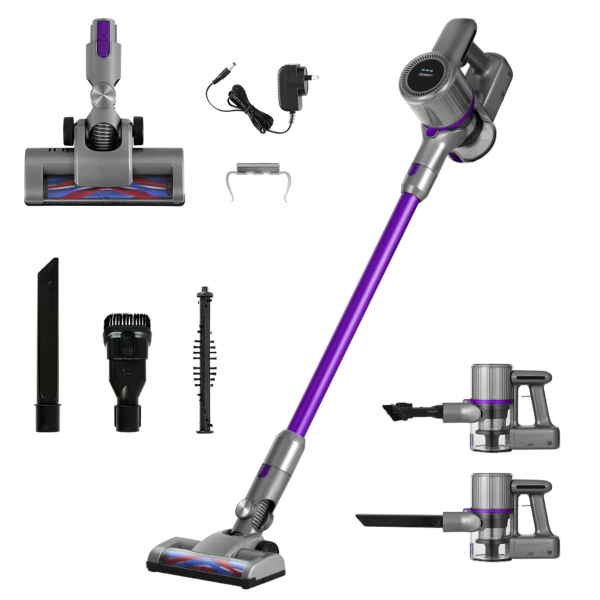 Devanti Stick Vacuum Cleaner Bagless Cordless 120W Purple