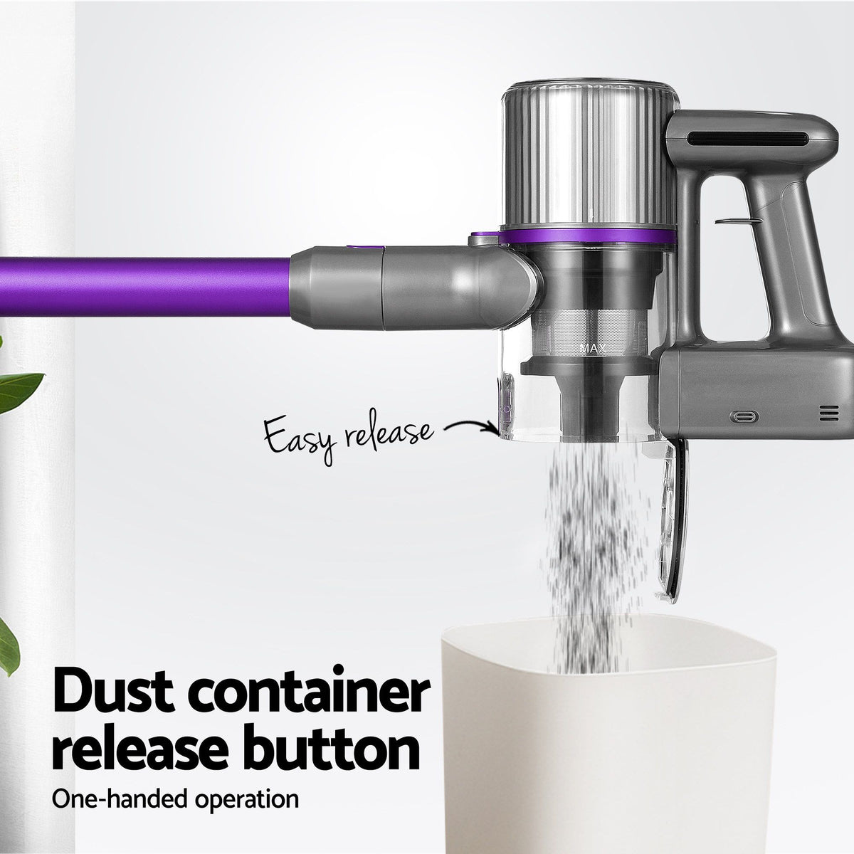 Devanti Stick Vacuum Cleaner Bagless Cordless 120W Purple