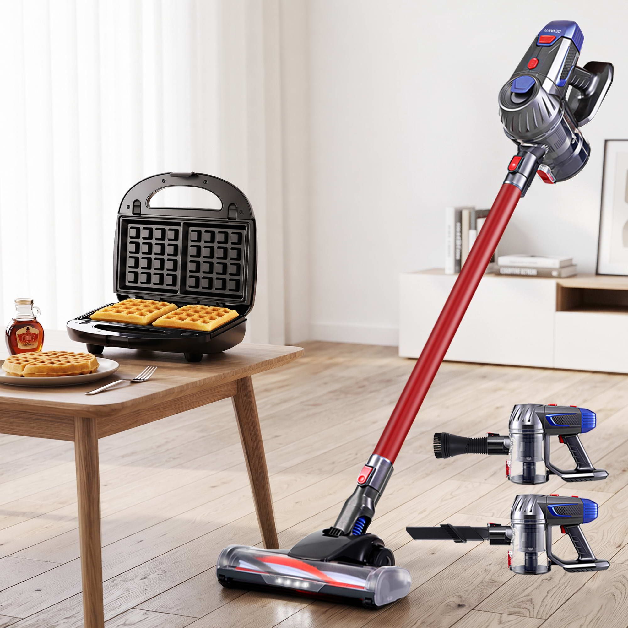 Devanti K7 Cordless Stick Vacuum Cleaner plus 3-in-1 - VAC-K7-RD-SM-3IN1-BK