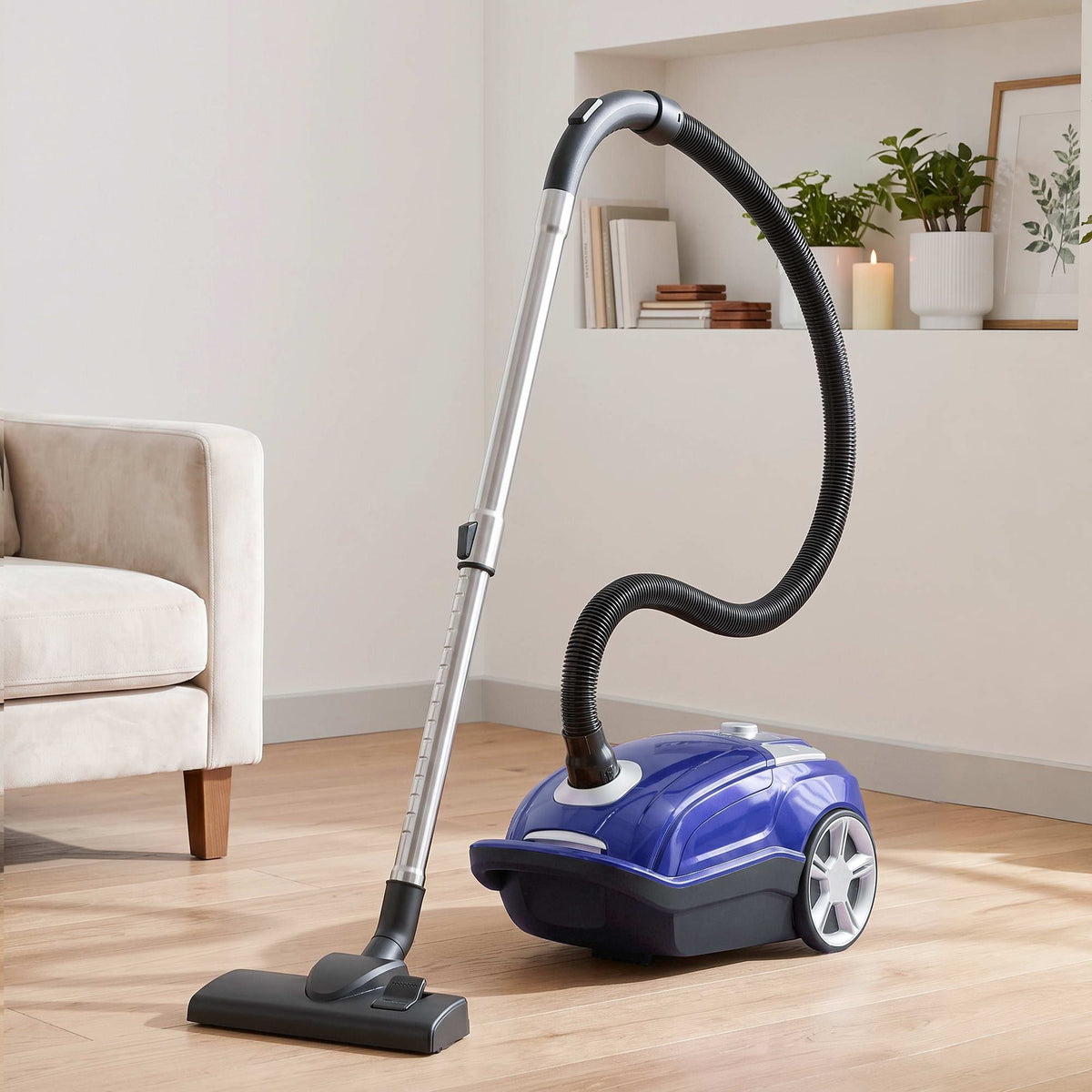DEVANTI Bagged Vacuum Cleaner Powerful Suction for Carpet Wood - VAC-KB-2108-BU