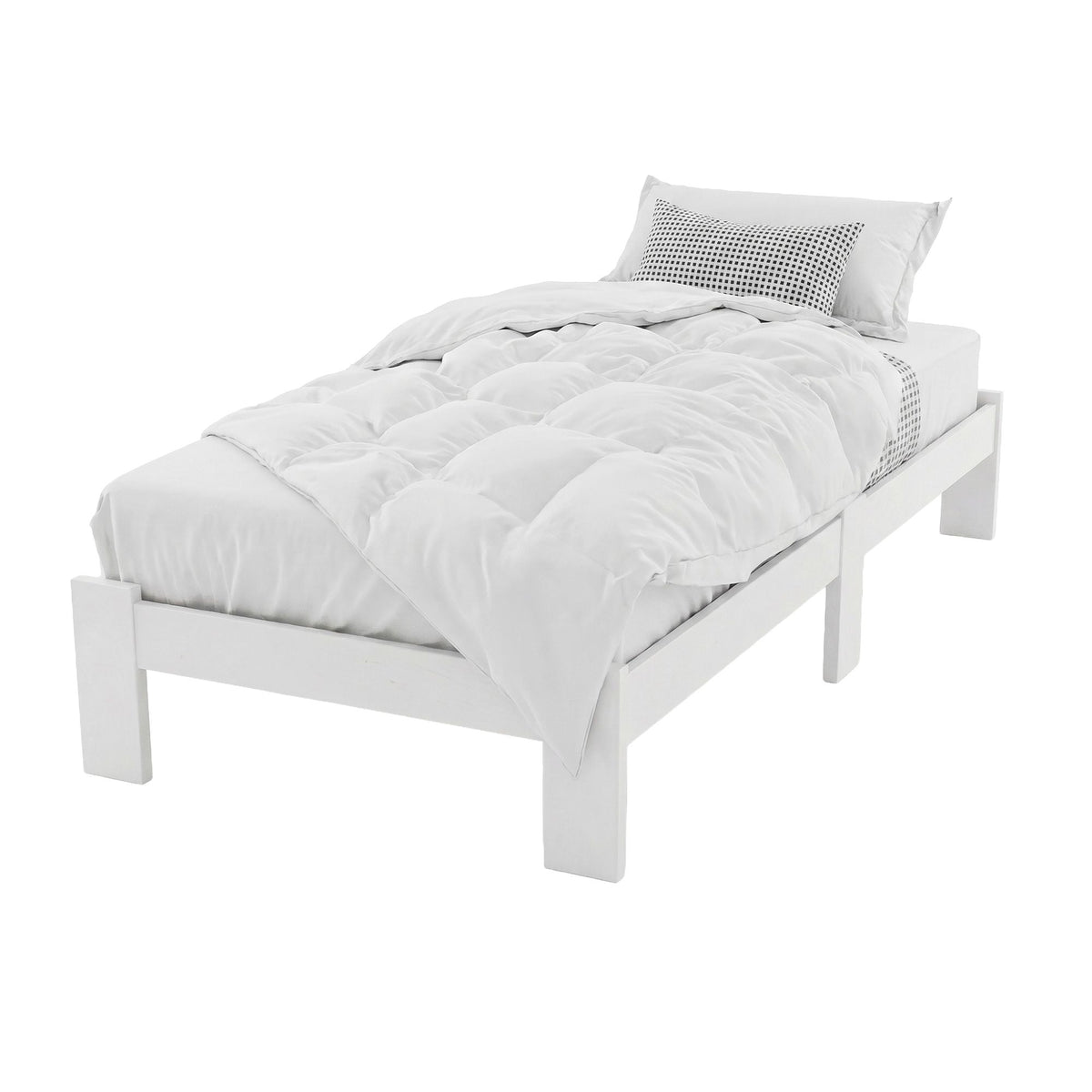 Artiss Bed Frame Single Size Wooden White JADE