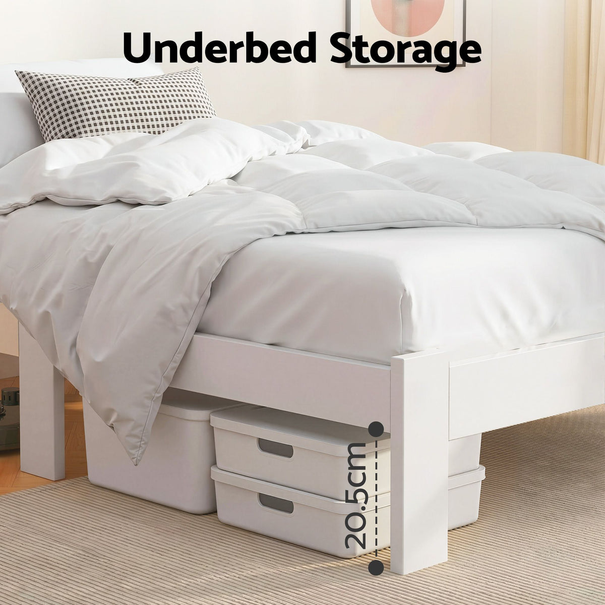 Artiss Bed Frame Single Size Wooden White JADE
