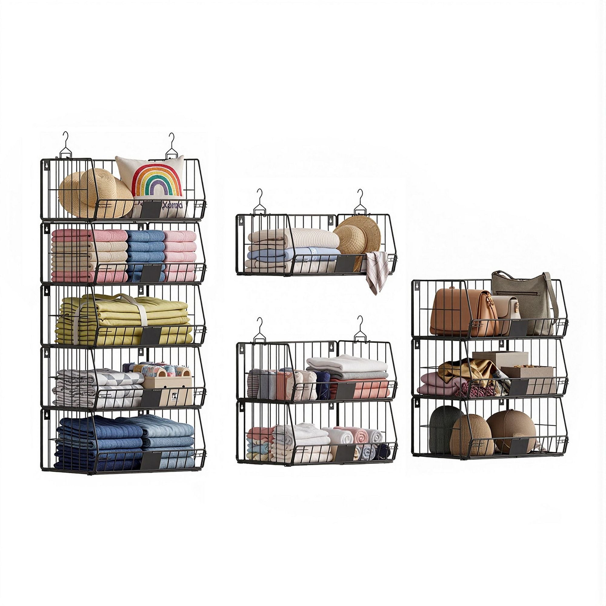 Artiss 5 Tier Stackable Closet Organizers and Storage Closet Hanging Storage Organizer Shelves