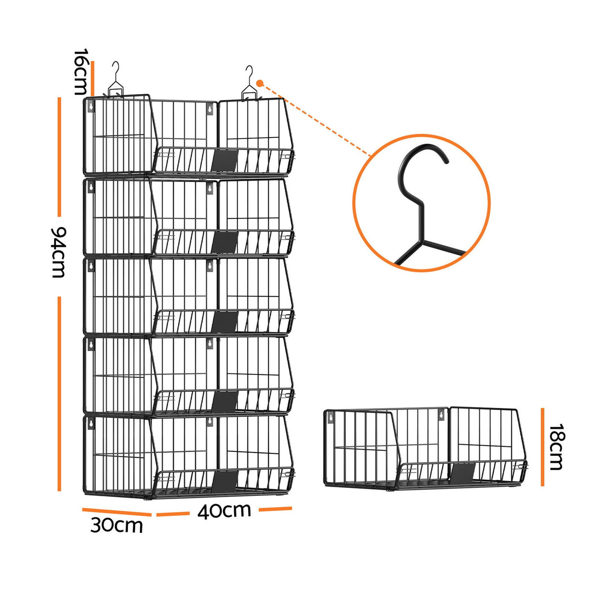 Artiss 5 Tier Stackable Closet Organizers and Storage Closet Hanging Storage Organizer Shelves