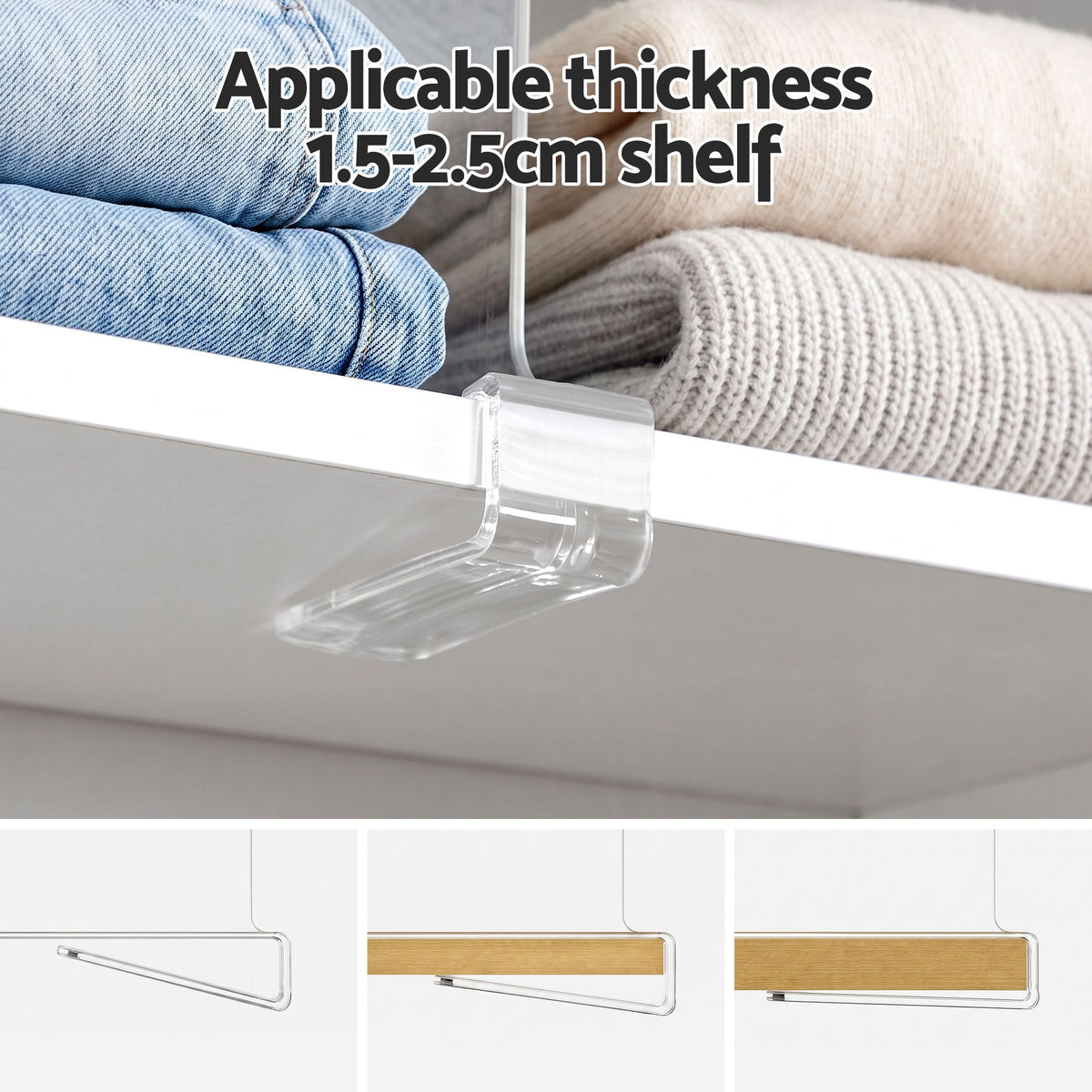 Artiss 6 Pack Closet Organizers and Storage Clear Shelf Dividers