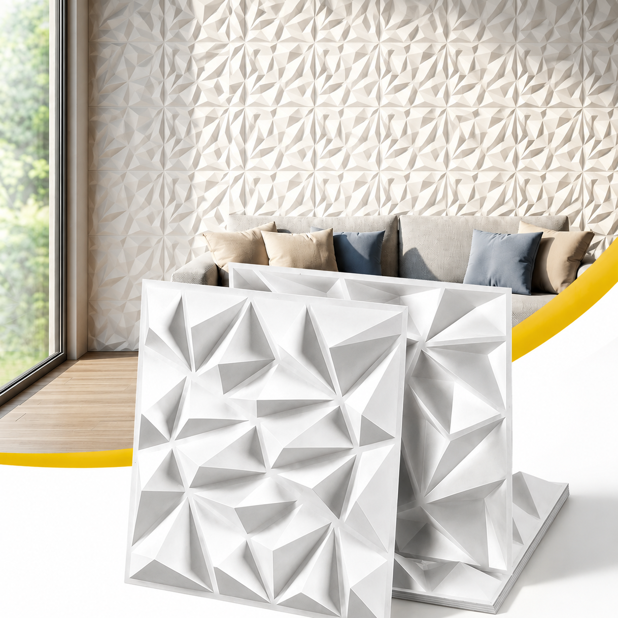 Artiss 3D Wall Panels Diamond PVC Decorative Panels - WP-50X50-15PCS-DIA