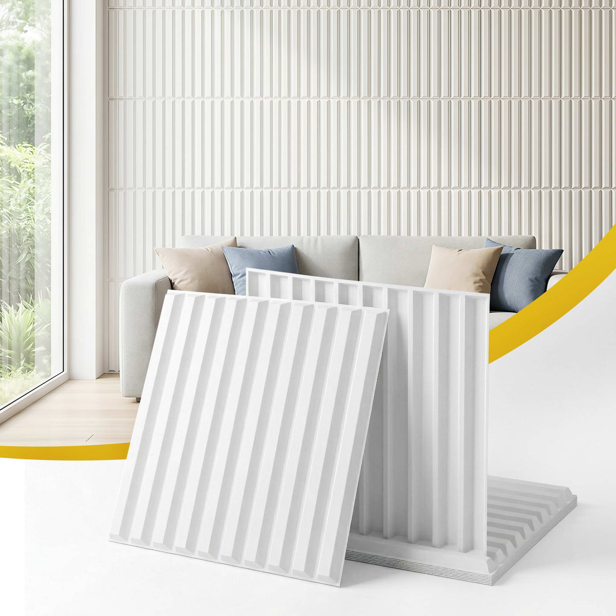 Artiss 3D Wall Panels Vertical PVC Decorative Panels - WP-50X50-15PCS-VERT