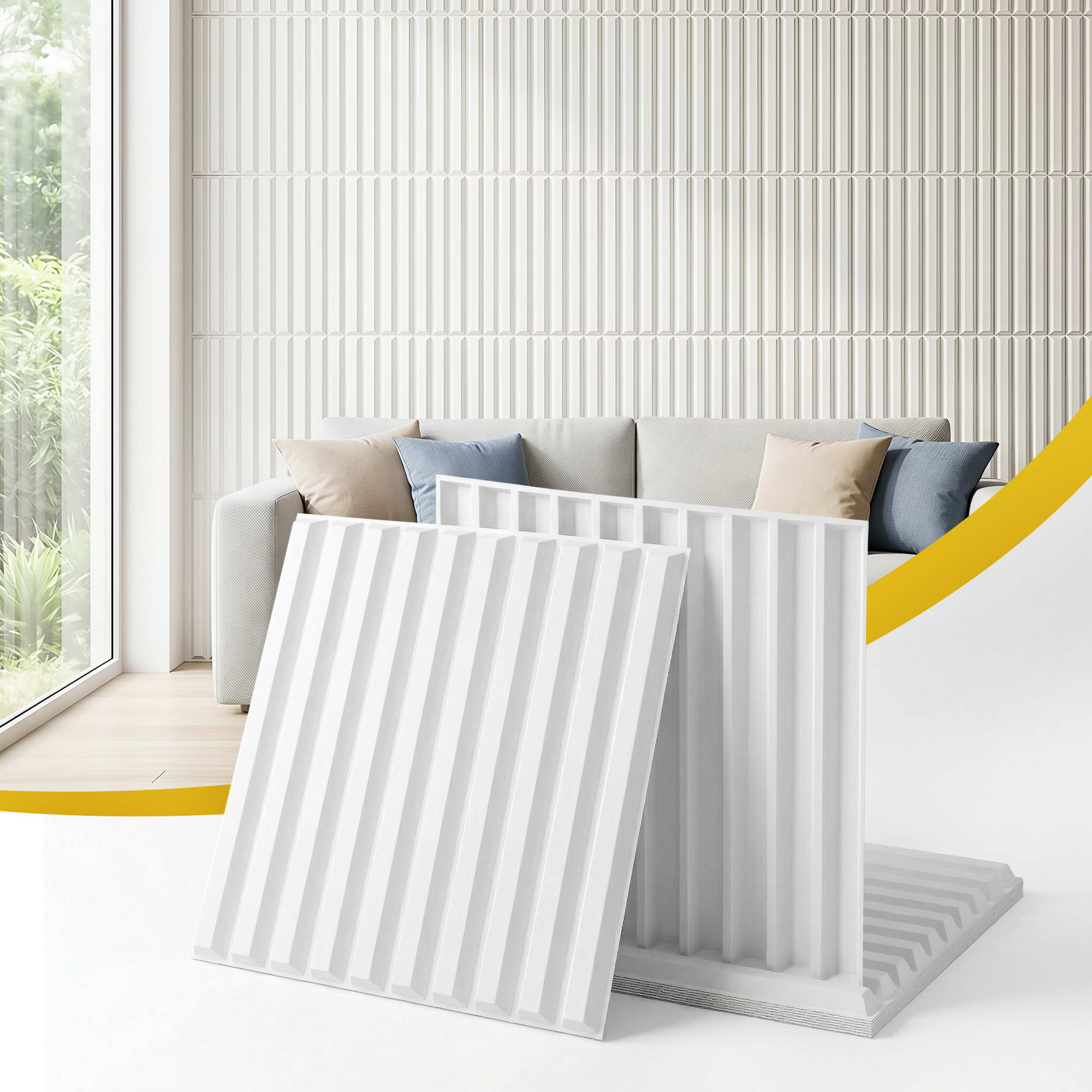 Artiss 3D Wall Panels Vertical PVC Decorative Panels - WP-50X50-15PCS-VERT