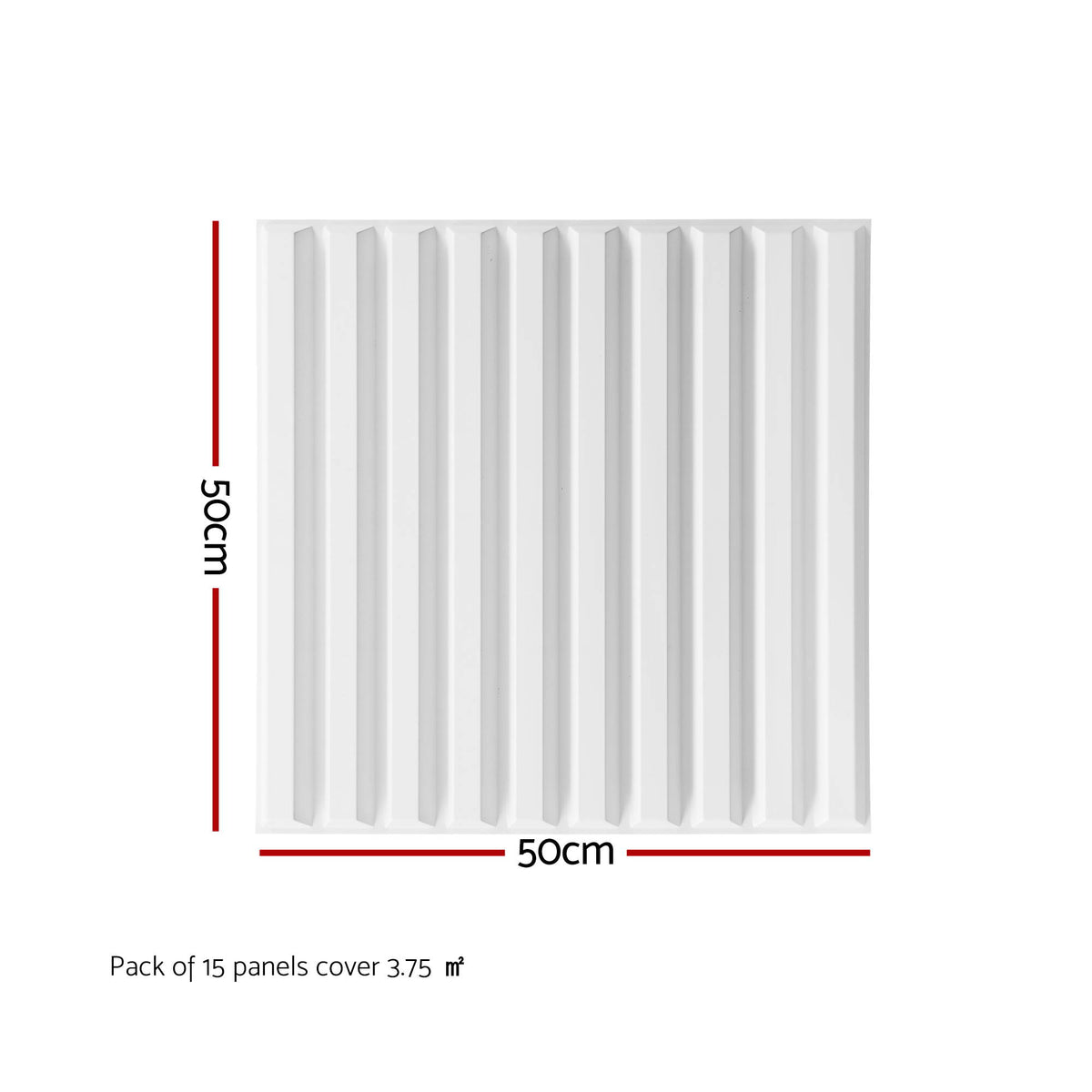 Artiss 3D Wall Panels Vertical PVC Decorative Panels - WP-50X50-15PCS-VERT