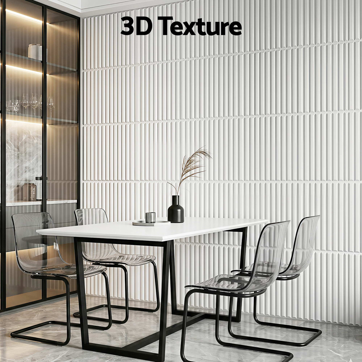 Artiss 3D Wall Panels Vertical PVC Decorative Panels - WP-50X50-15PCS-VERT