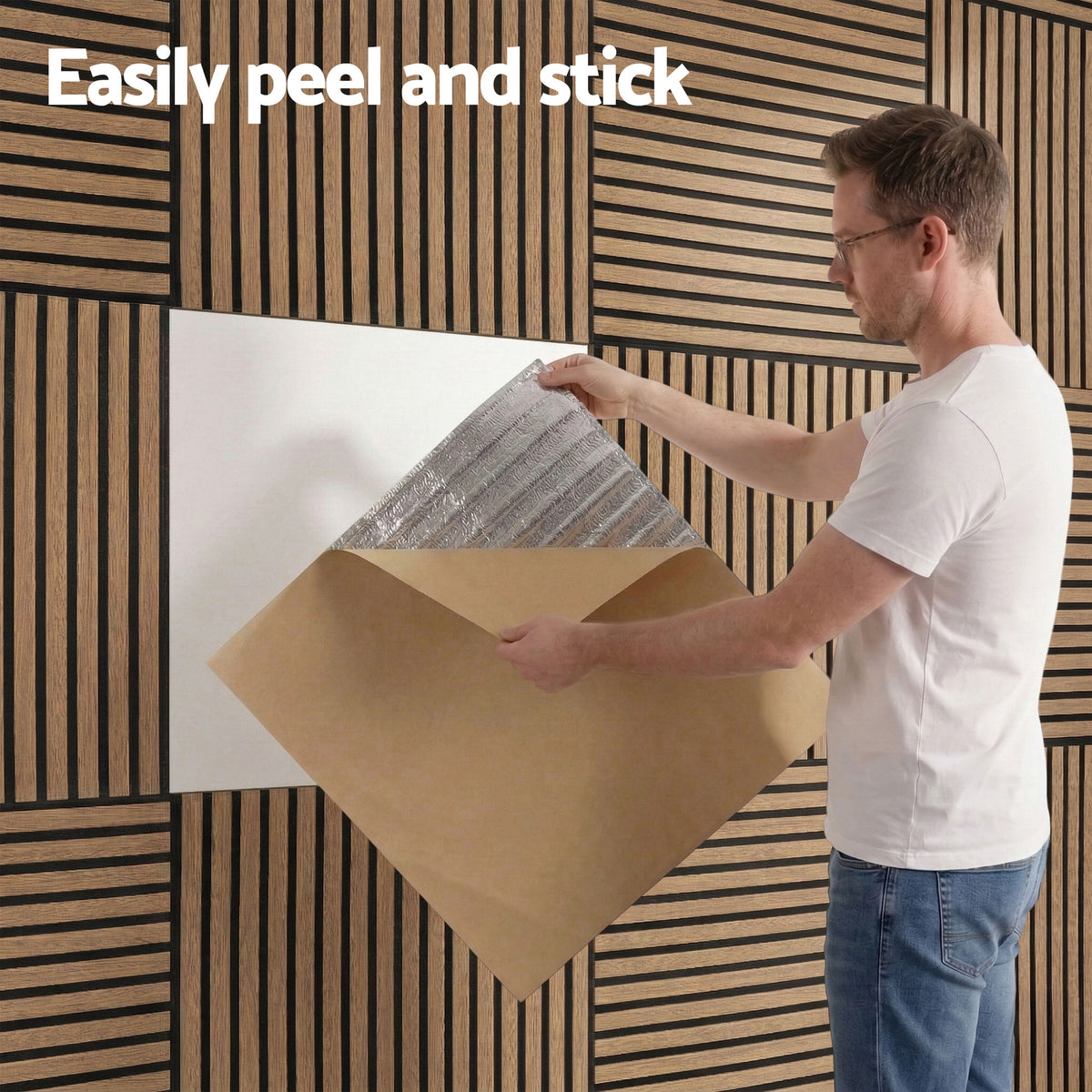 Artiss 10PCS Peel and Stick Wall Panels Tiles 68X68CM Self Adhesive for Home Office Studio Brown