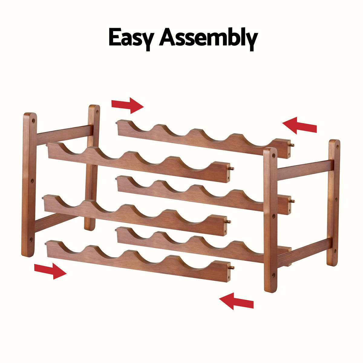 Artiss Bamboo Wine Rack 3-Tier Display Storage Organizer 12 Bottle Walnut