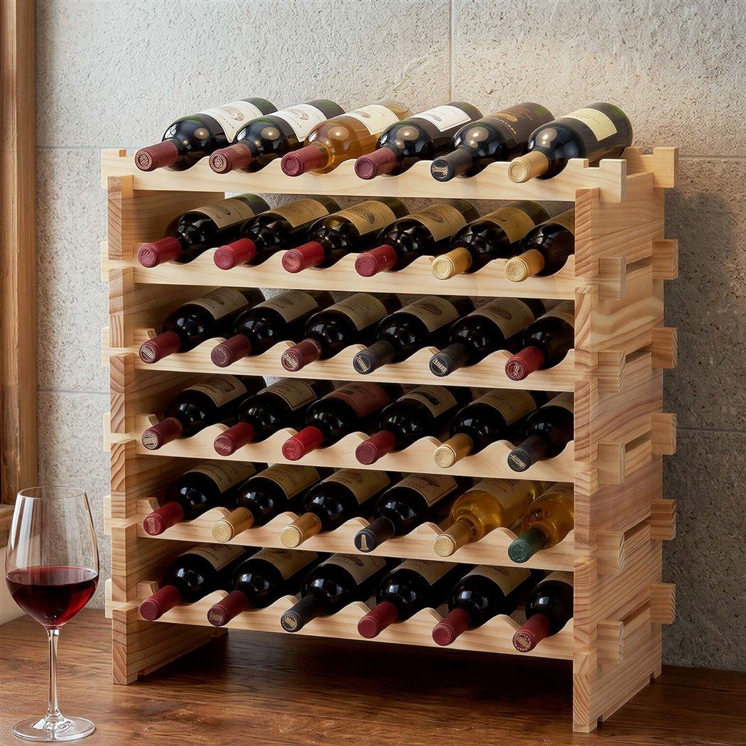 Artiss 36 Bottle Wooden Wine Rack 6 Tier Modular Wine - WR-AC-STA-36B-NT